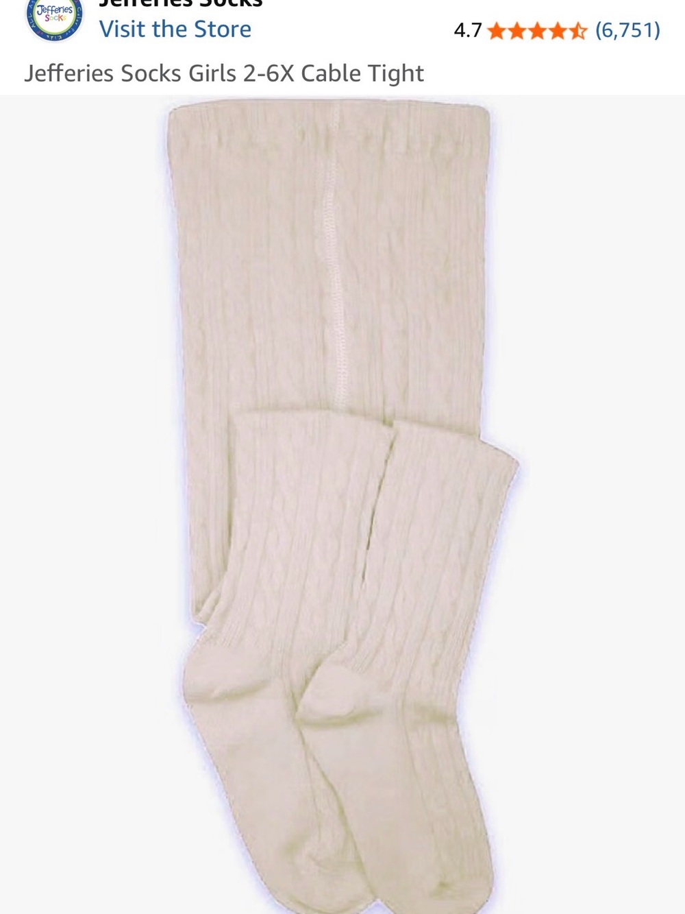 Jefferies Socks 18-24 Month Ivory Cable Knit Tights